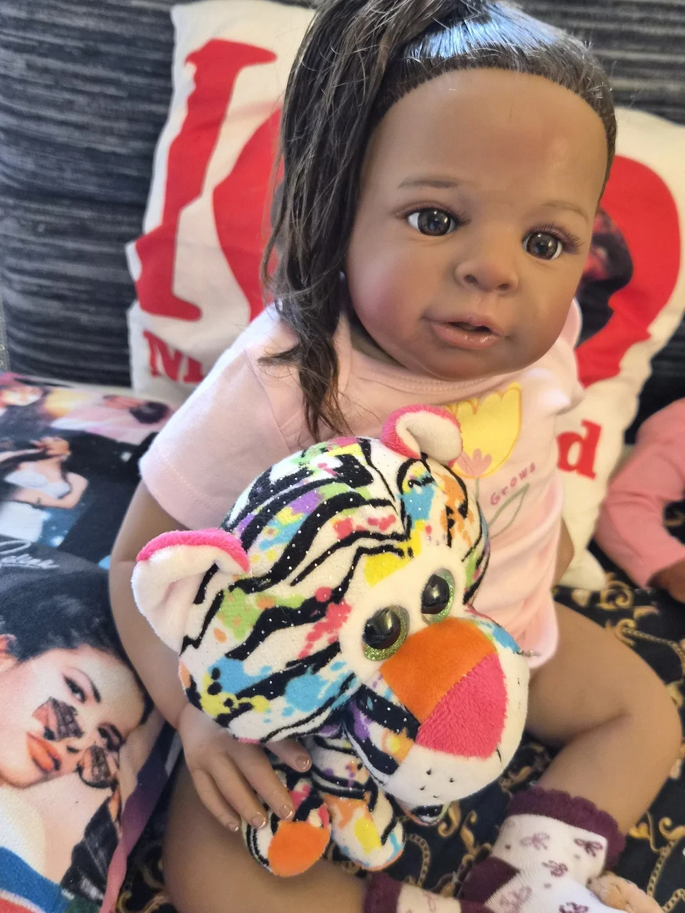 Baby Doll with Pink Outfit and Multicolor Plush Tiger - Kids Toys